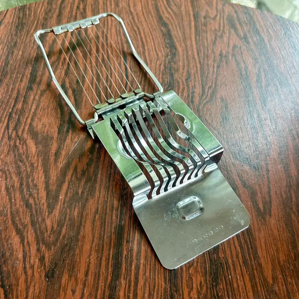 Vintage Egg Slicer Retro Kitchen Gadget Hong Kong Metal Utensil 1960s